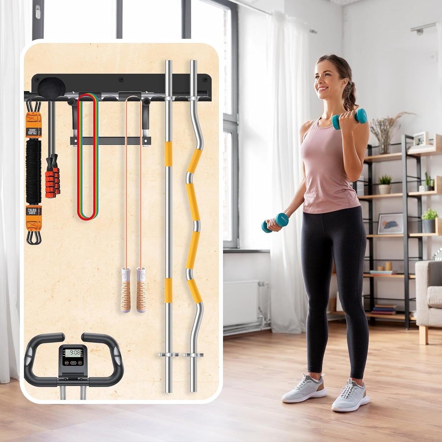 Fizlig Gym Equipment Storage Rack - Multi-Purpose Home Gym Organization Storage
