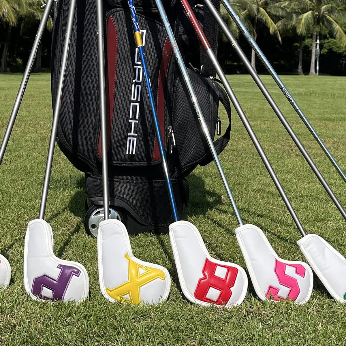 Montale Golf Iron Covers 10Pcs Irons Head Cover Leather Colorful Golf Iron Headcovers,Golf Club Covers for Most Brand Customize & Non-Customiz