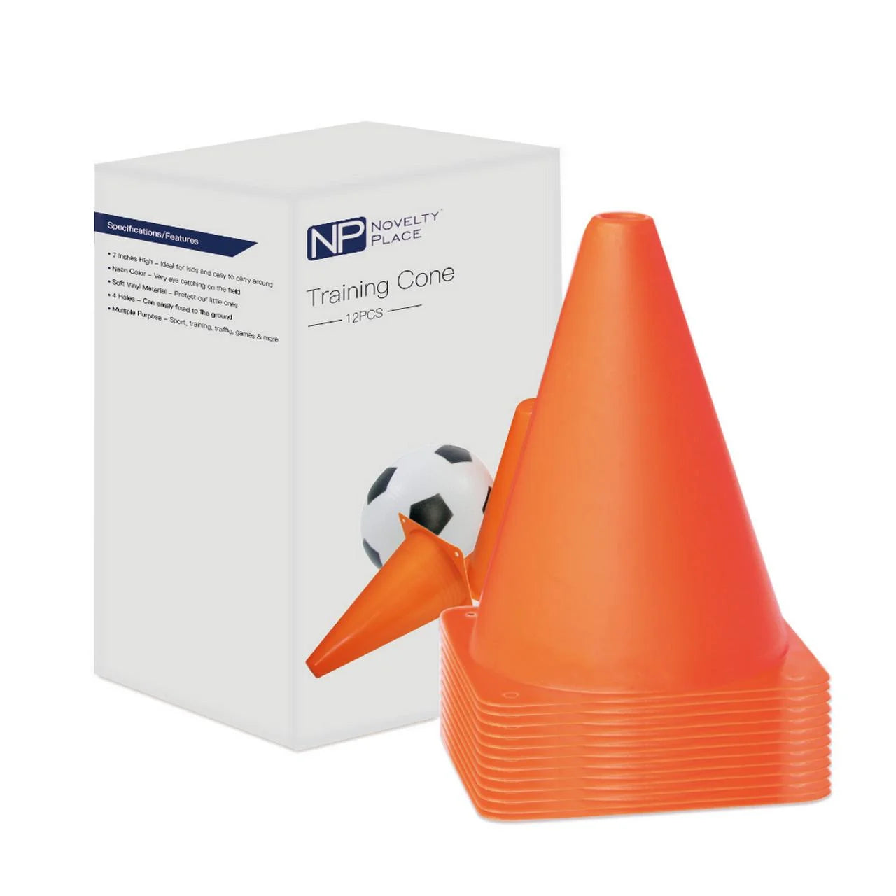 12Pcs Plastic Training Cones, Durable Traffic Cone Play Field Marker Cone for Safety, Agility Training 7 Inch Orange