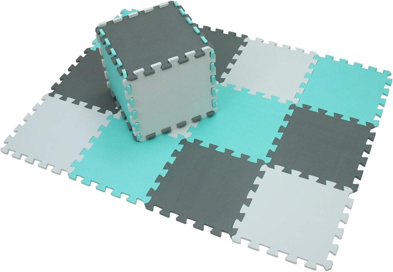 Soft Non-Toxic Foam Baby Play Mat | Toddler Playmat | EVA Foam Interlocking Tiles for Gym, Nursery, Playroom | 18 Squares Foam Floor Mats for Kids & Babies | Colorful Jigsaw Puzzle Play Mat