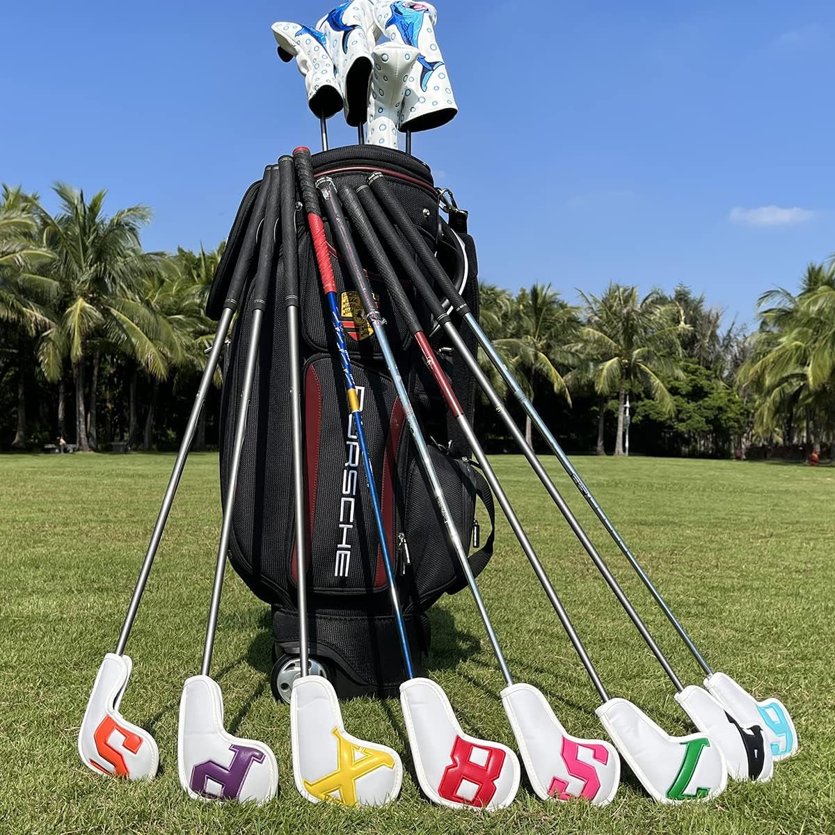Montale Golf Iron Covers 10Pcs Irons Head Cover Leather Colorful Golf Iron Headcovers,Golf Club Covers for Most Brand Customize & Non-Customiz