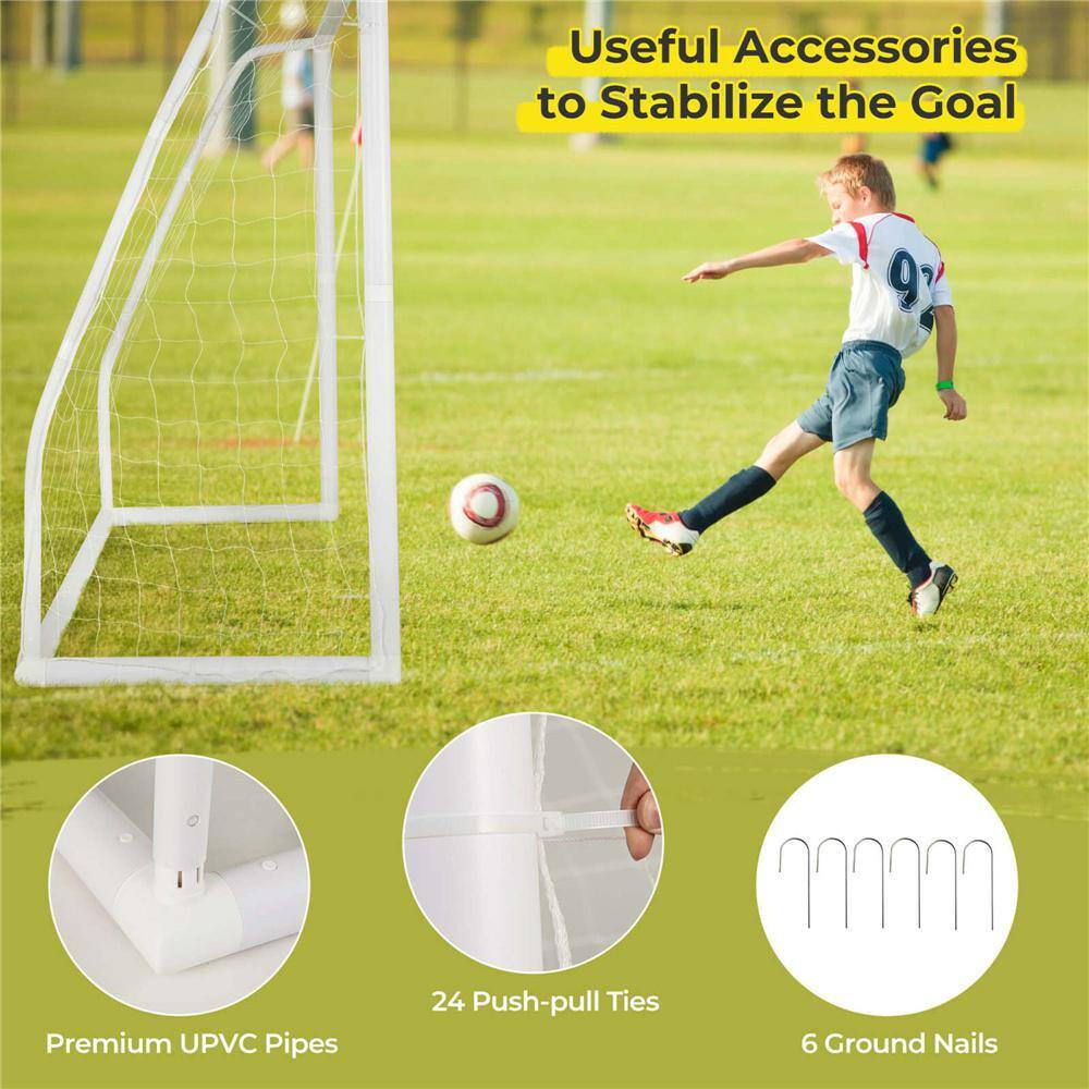 All Weather Soccer Goal Football Training Equipment 8 Ft. X 3 Ft. X 6 Ft. with Anti-Tearing Net