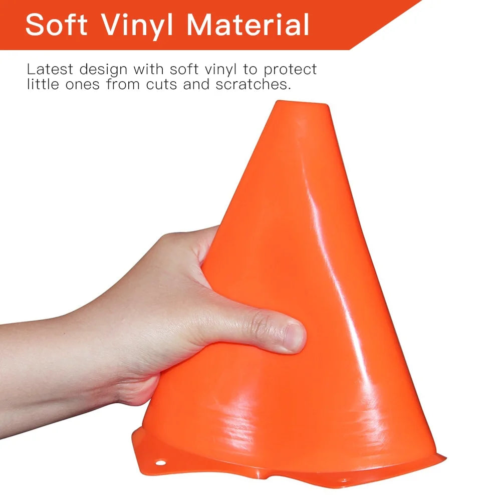 12Pcs Plastic Training Cones, Durable Traffic Cone Play Field Marker Cone for Safety, Agility Training 7 Inch Orange