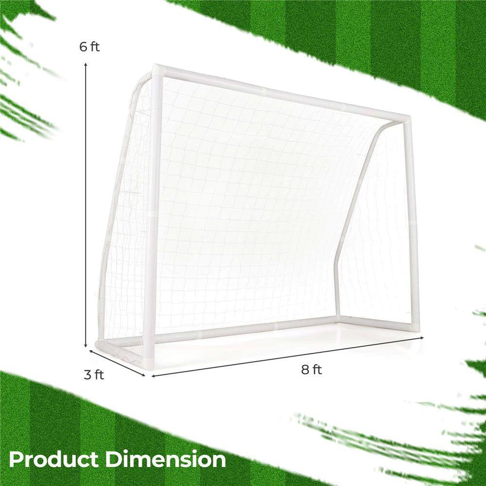 All Weather Soccer Goal Football Training Equipment 8 Ft. X 3 Ft. X 6 Ft. with Anti-Tearing Net