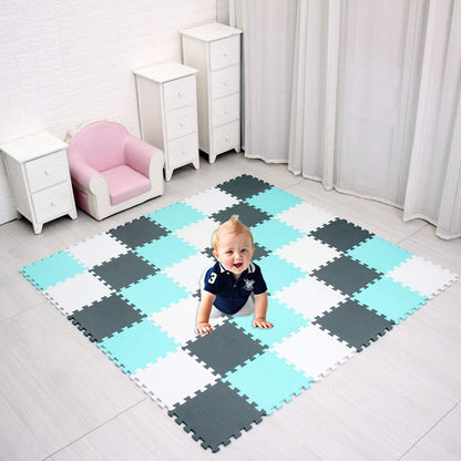 Soft Non-Toxic Foam Baby Play Mat | Toddler Playmat | EVA Foam Interlocking Tiles for Gym, Nursery, Playroom | 18 Squares Foam Floor Mats for Kids & Babies | Colorful Jigsaw Puzzle Play Mat