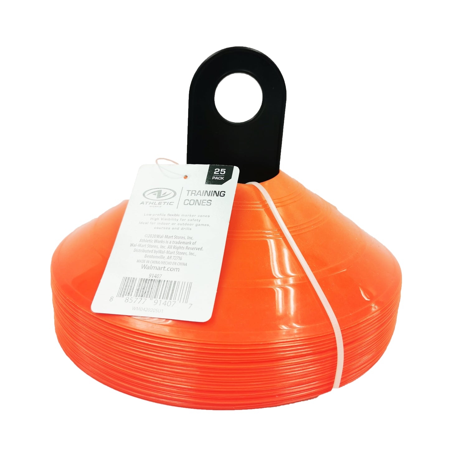 Orange Low-Profile Sports Training Cones for Agility, 25 Piece, Plastic