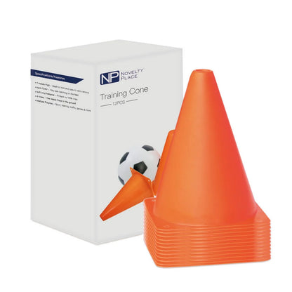 12Pcs Plastic Training Cones, Durable Traffic Cone Play Field Marker Cone for Safety, Agility Training 7 Inch Orange