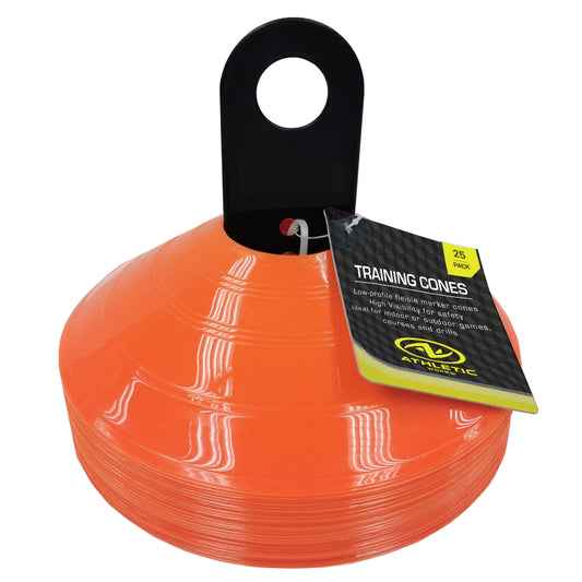 Orange Low-Profile Sports Training Cones for Agility, 25 Piece, Plastic